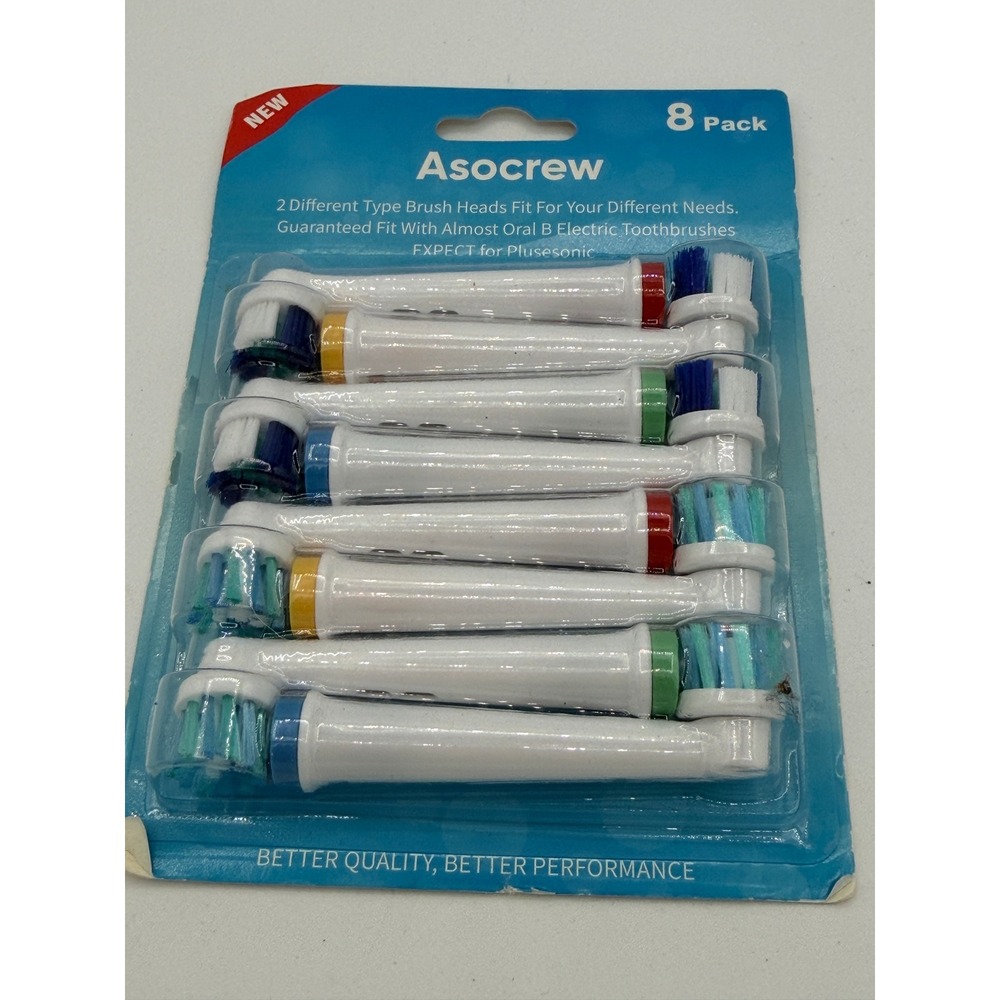 Asocrew 8 Pack Replacement Toothbrush Heads‎ Compatible with Oral B Electric